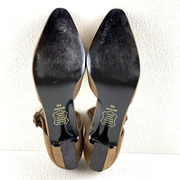 Lord & Taylor Classic Preppy Regencycore Women Suede Ankle Strap Heels 9M Brown - Picture 9 of 16